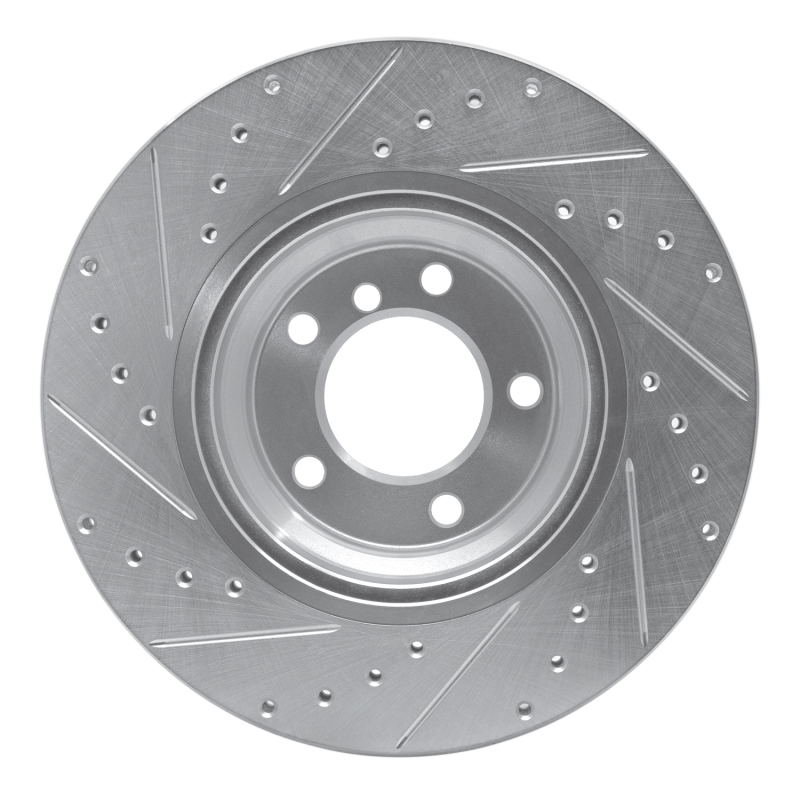 BMW 330i Brake Rotor (1) - Front Right - R1 Concepts - Drilled & Slotted - Silver - `06-`12